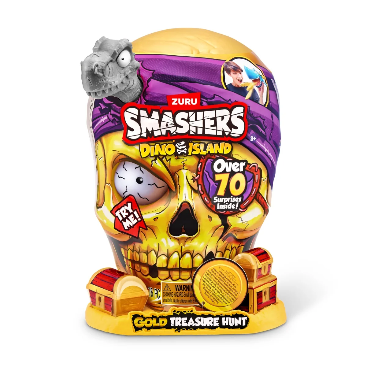 Set figurine si accesorii surpriza, Smashers, Gold Treasure Hunter, Dino Island, Gri