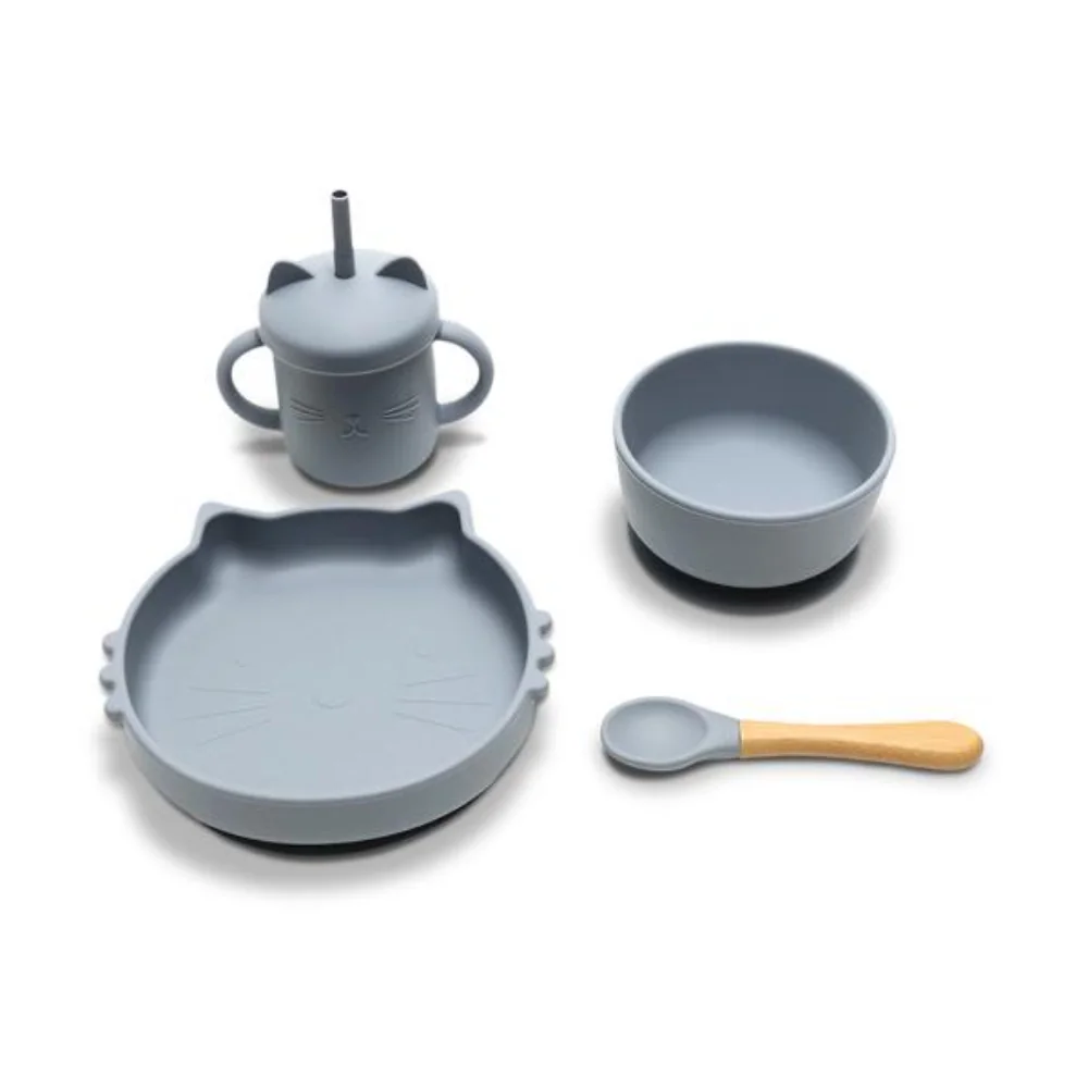 Set de hranire din silicon natural, Lorelli, 4 piese, 6 luni+, Grey