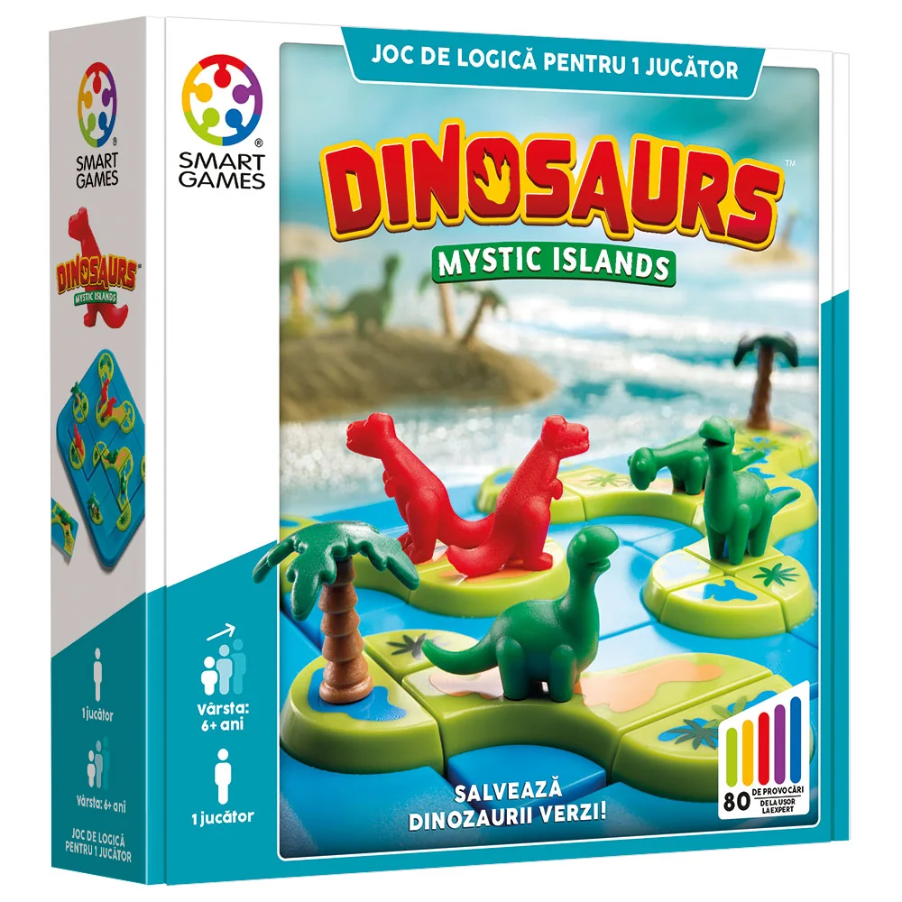 Joc de logica cu 80 de provocari, Smart Games, Dinosaurs Mystic Islands
