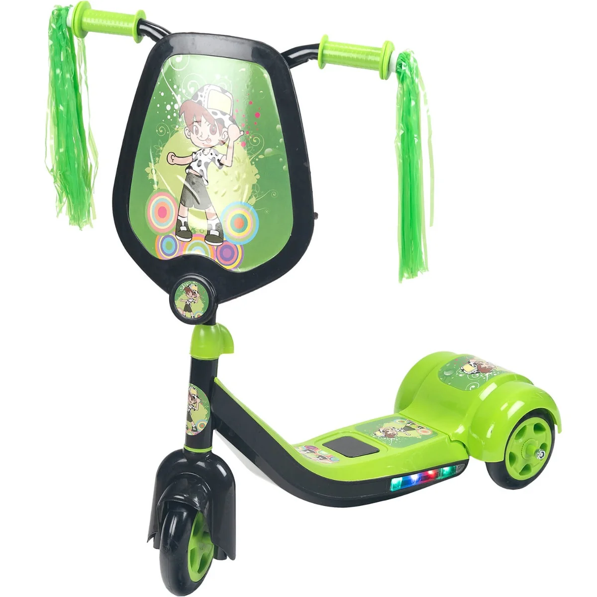 Trotineta de copii, Action One, Scout, cu lumini si muzica, Verde