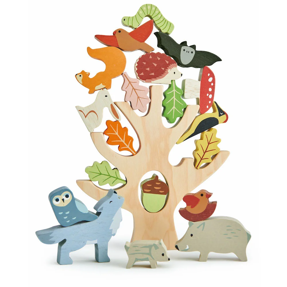 Asezarea din padure din lemn preminum, Tender Leaf Toys, 19 piese