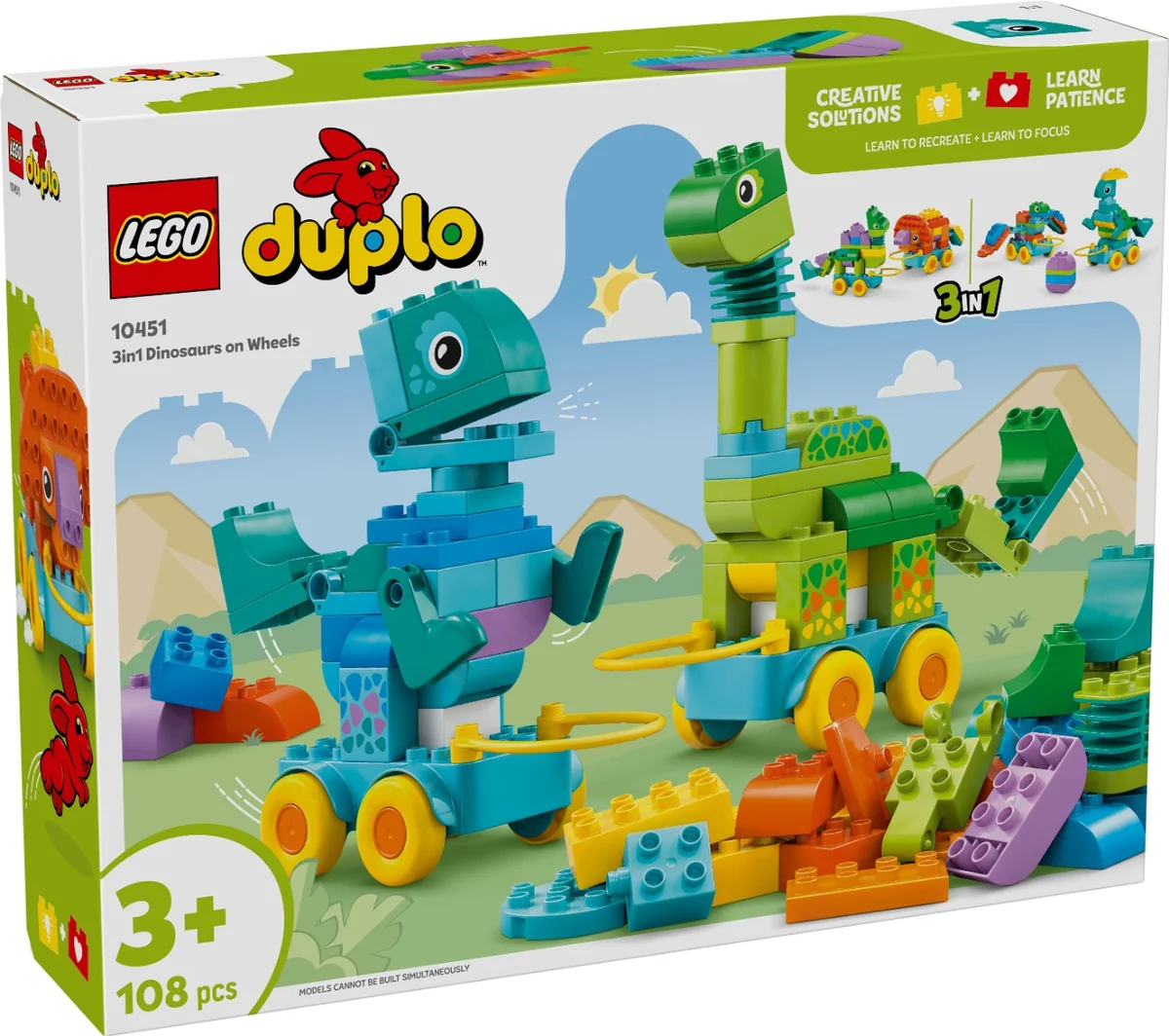 LEGO® DUPLO - Dinozauri pe roti 3 in 1 (10451)