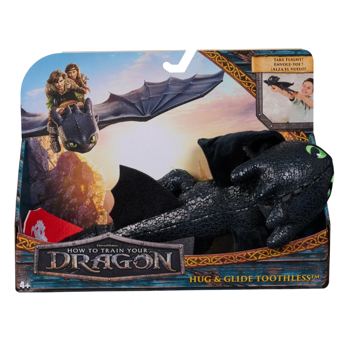Jucarie de plus, DreamWorks Dragons, Hug and Glide Toothless, 30 cm, 6072913