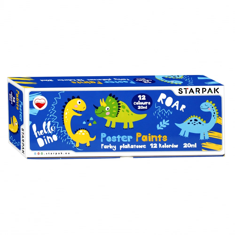Acuarele de pictat Starpak, Dino, 12 culori, 20 ml