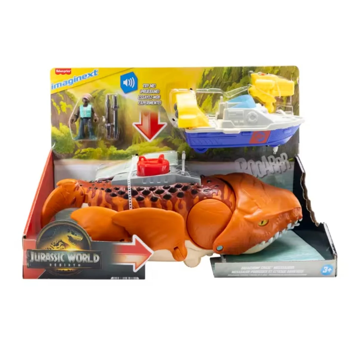 Set de joaca cu figurina articulata, Jurassic World Renaissance, Mosaurus, JFR23