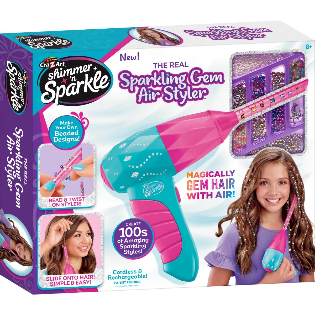 Set accesorii pentru par, Cra-Z-Art, Sparkling Gem Air Styler