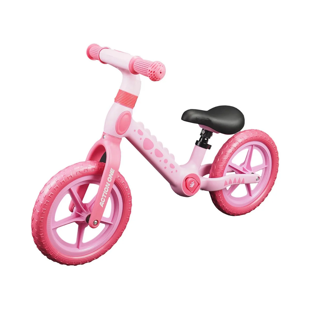 Bicicleta fara pedale pentru copii 2-5 ani, Action One Spiky, 12 inch, Roz