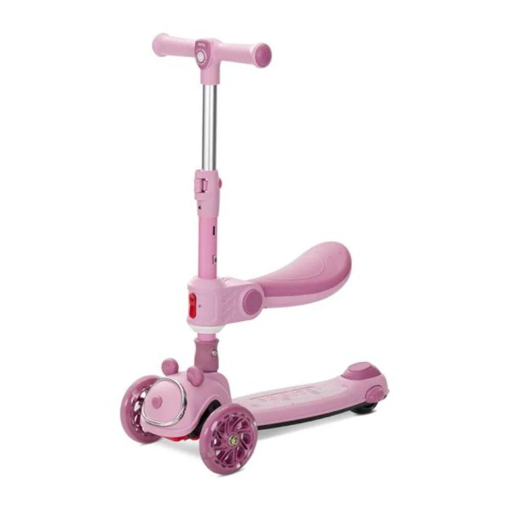 Trotineta pliabila, Lorelli Swiftie, pana la 50 kg, roti din silicon cu leduri colorate, Pink
