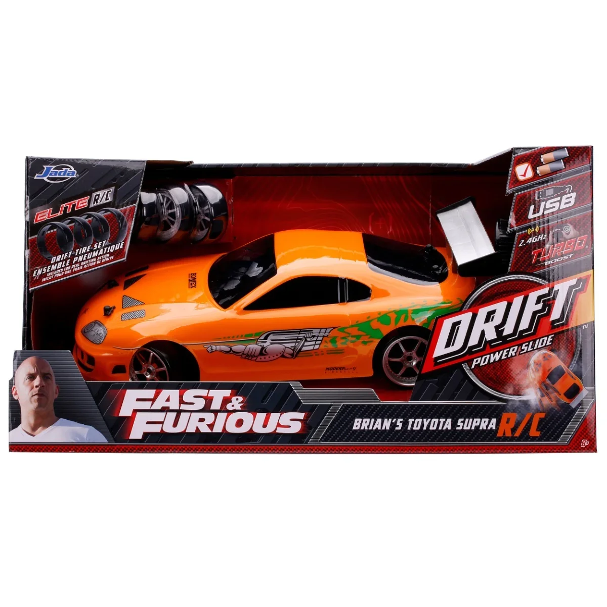 Masina cu telecomanda, Jada, Fast And Furious, Brians Toyota Supra, Drift Power Slide, 1:10