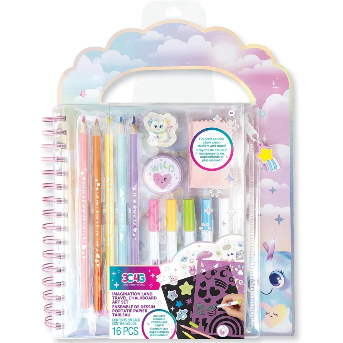 Set de desen cu tabla, creta si creioane, 3C4G, Travel Chalkboard