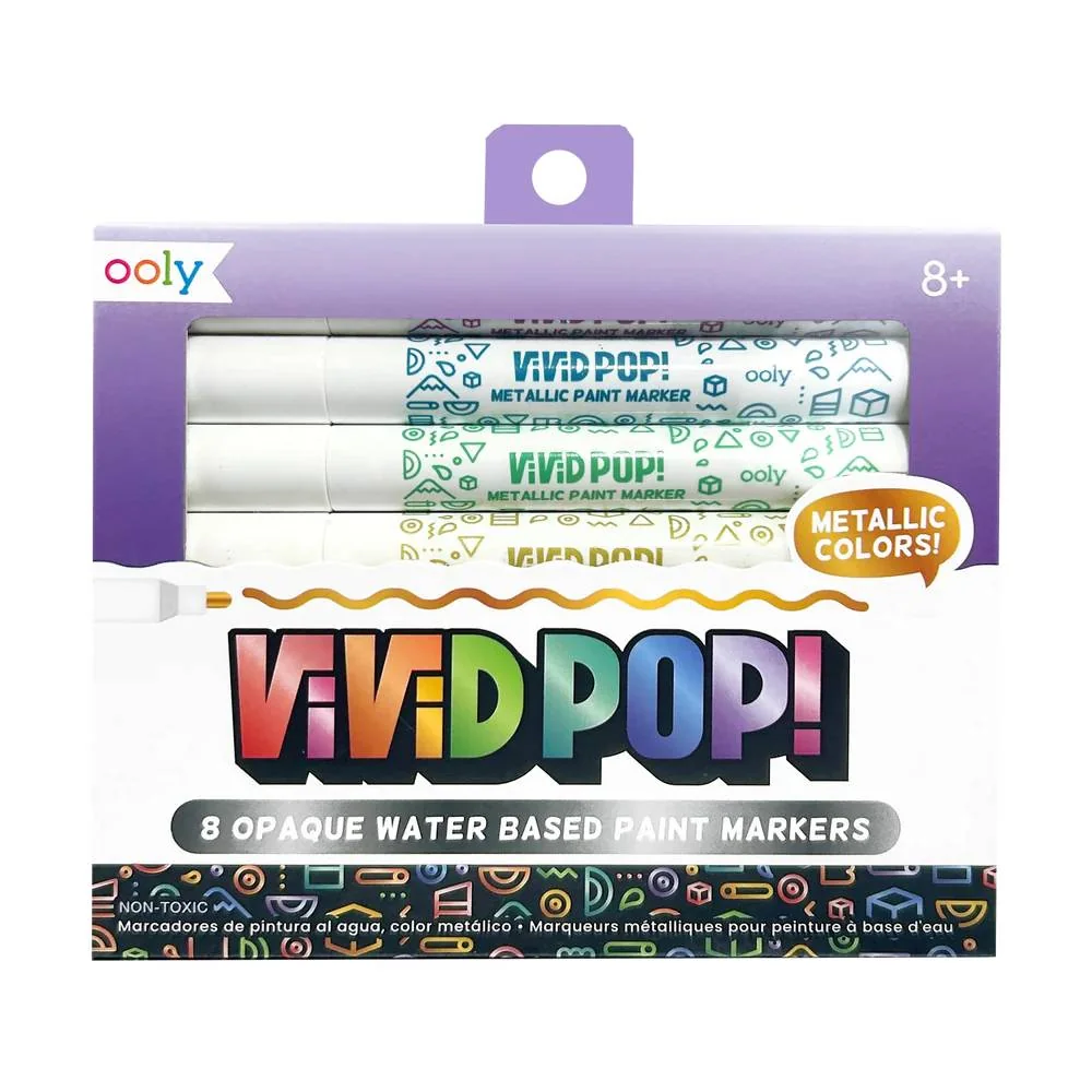 Carioci cu vopsea, Ooly, Vivid Pop, 8 culori, metalic