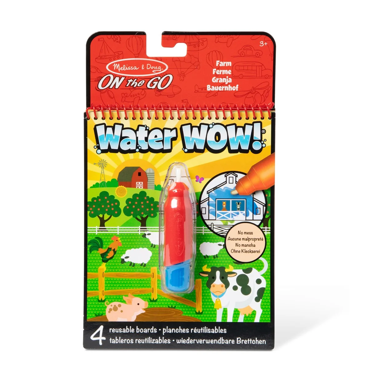 Set 4 planse de colorat cu apa, Melissa & Doug, Ferma, 6074888