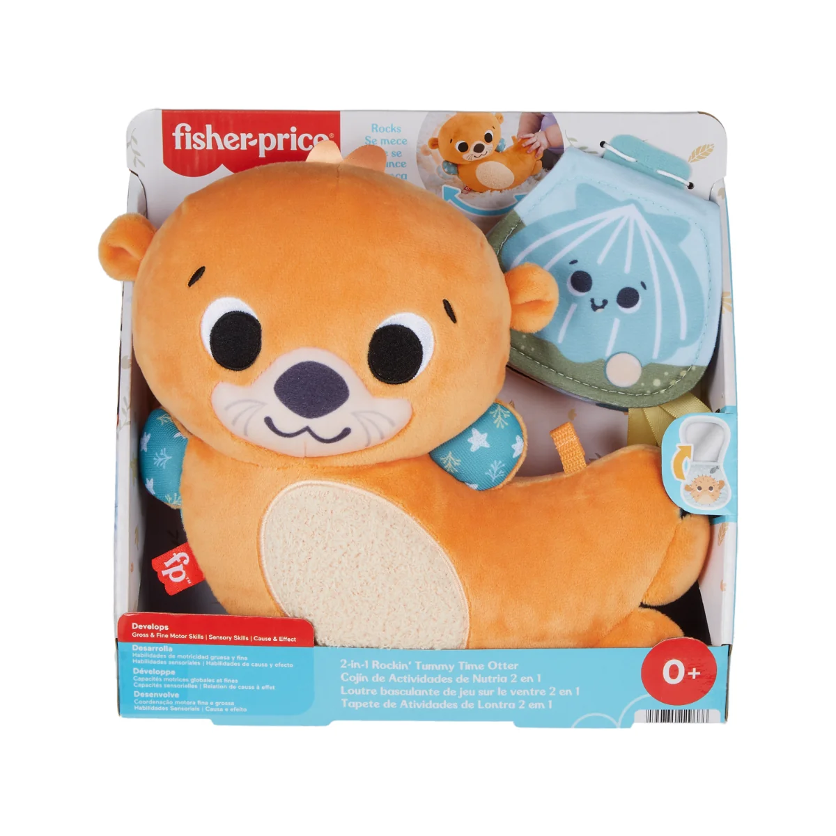 Jucarie de plus 2 in 1, Fisher Price, Vidra Rockin Tummy Time, HXG96