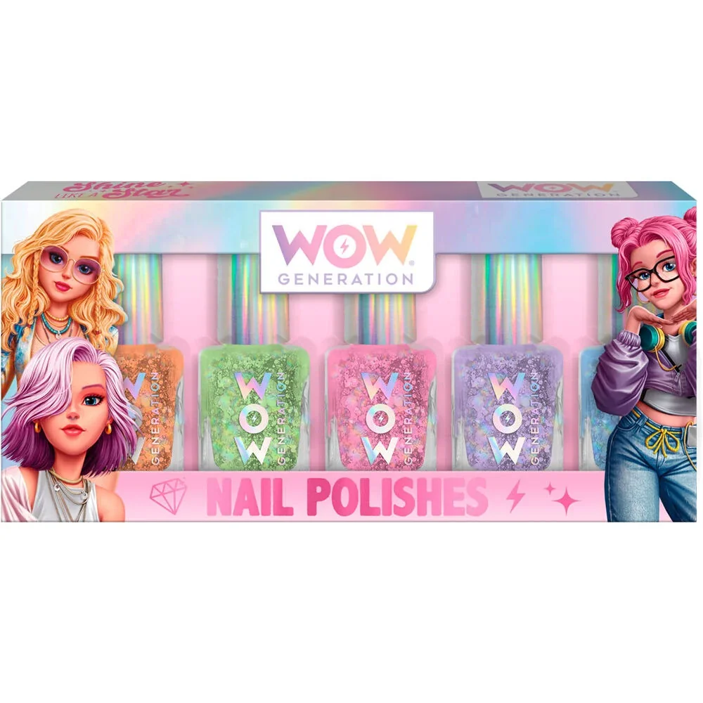 Set 5 lacuri de unghii stralucitoare, Wow Generation, Shine like a Star