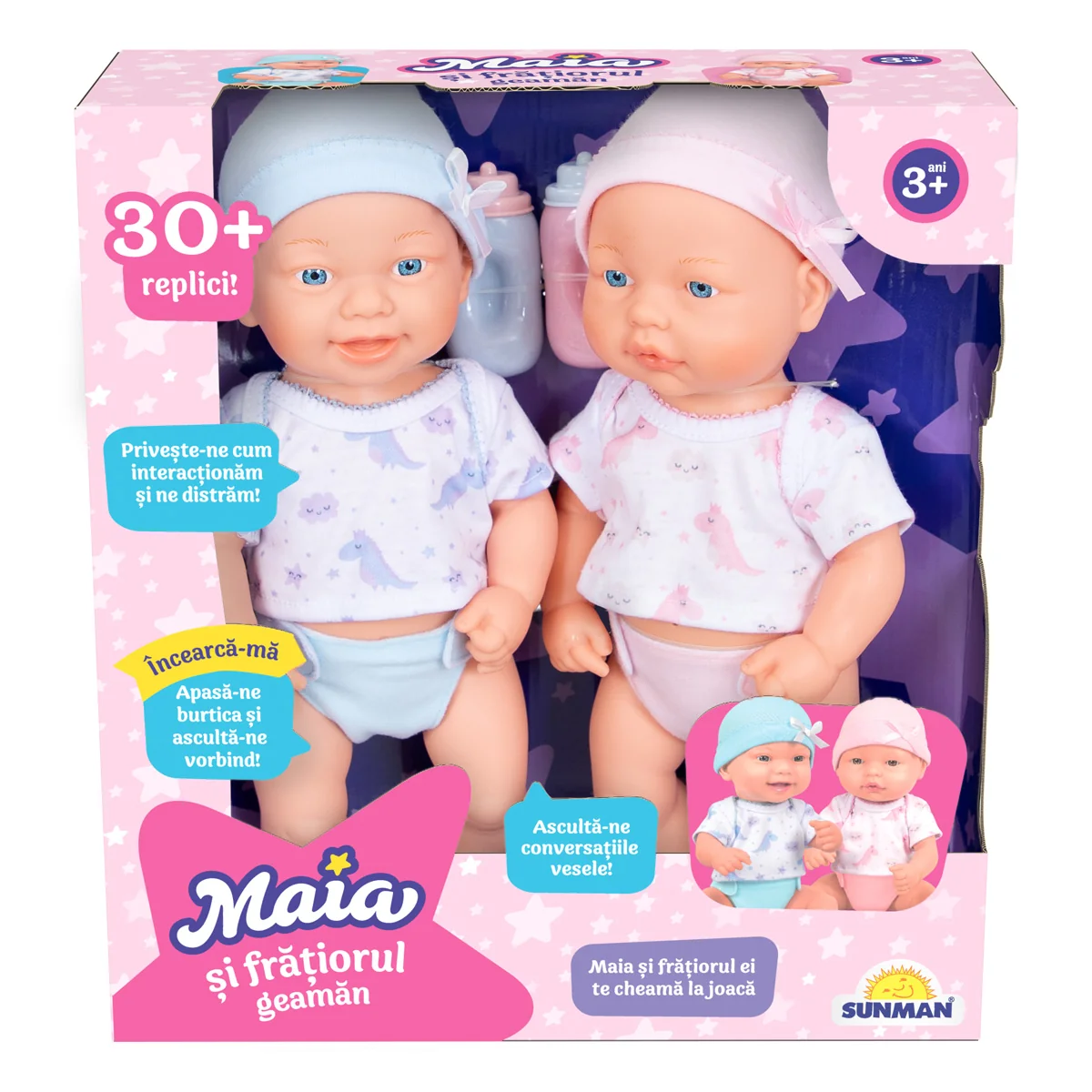 Set doua papusi bebelusi Maia si fratiorul geaman