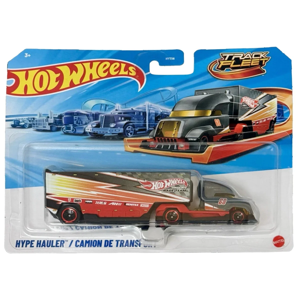 Set camion cu remorca, Hot Wheels, Track Fleet, Hype Hauler, JKP35