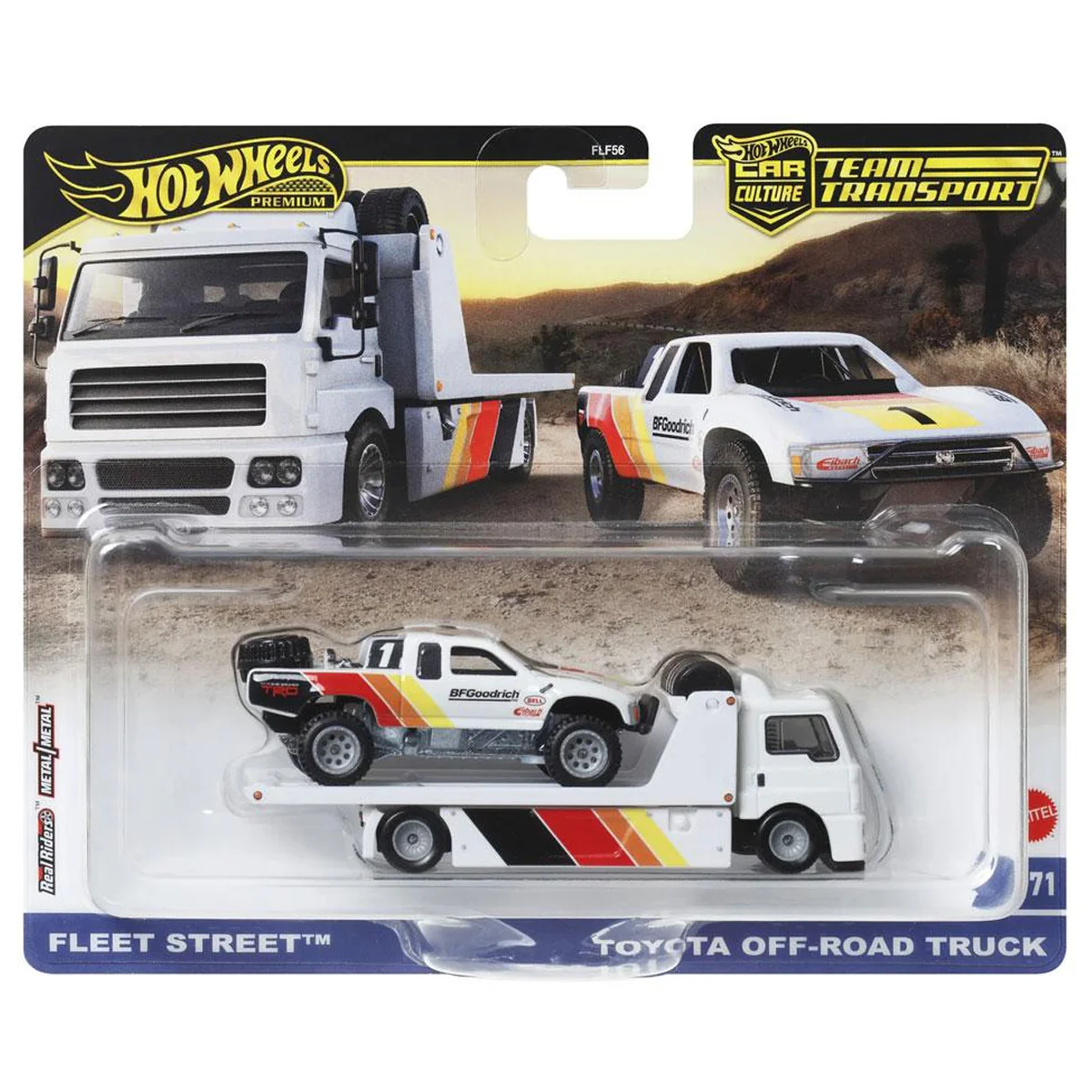 Transportator cu masinuta Hot Wheels, Car Culture, Toyota Off-Road Pickup Truck si Fleet Street Truck, HRV39