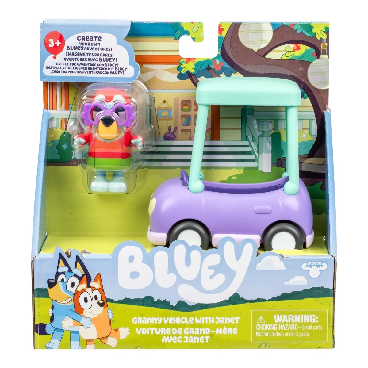 Set de joaca cu figurina, Bluey, Janet si masina bunicii