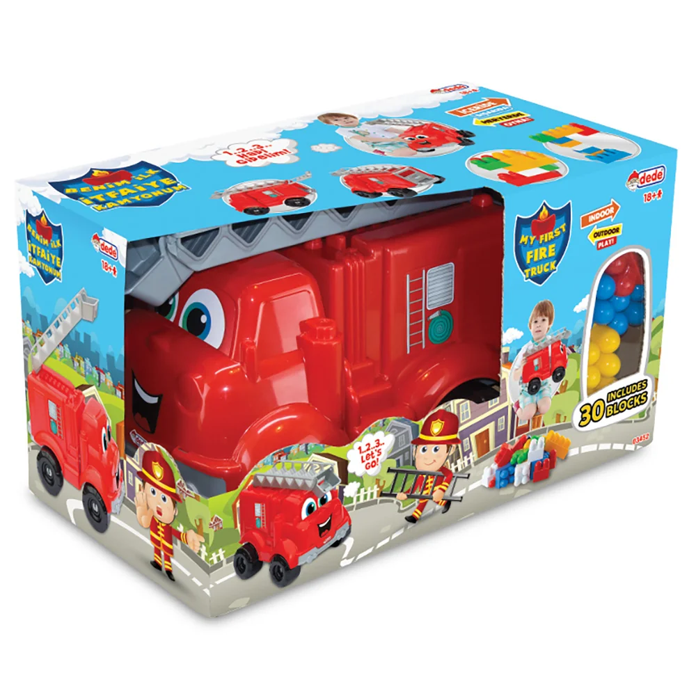 Camion de pompieri si blocuri de constructie, Dede, 30 piese