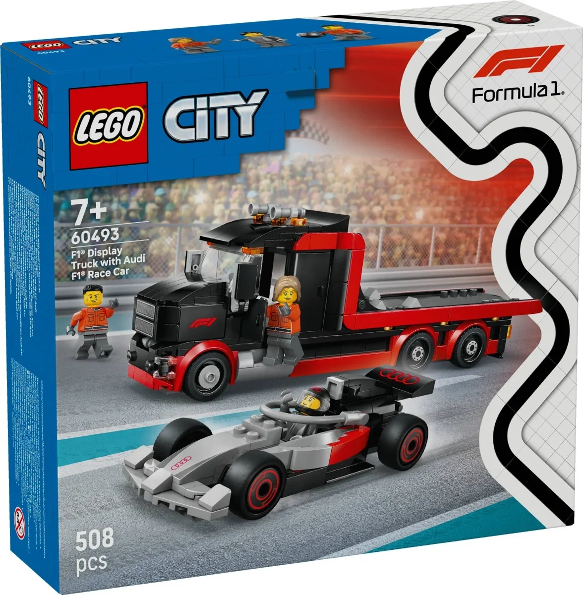 LEGO® City - Camion de prezentare F1 cu masina de curse Audi F1 (60493)