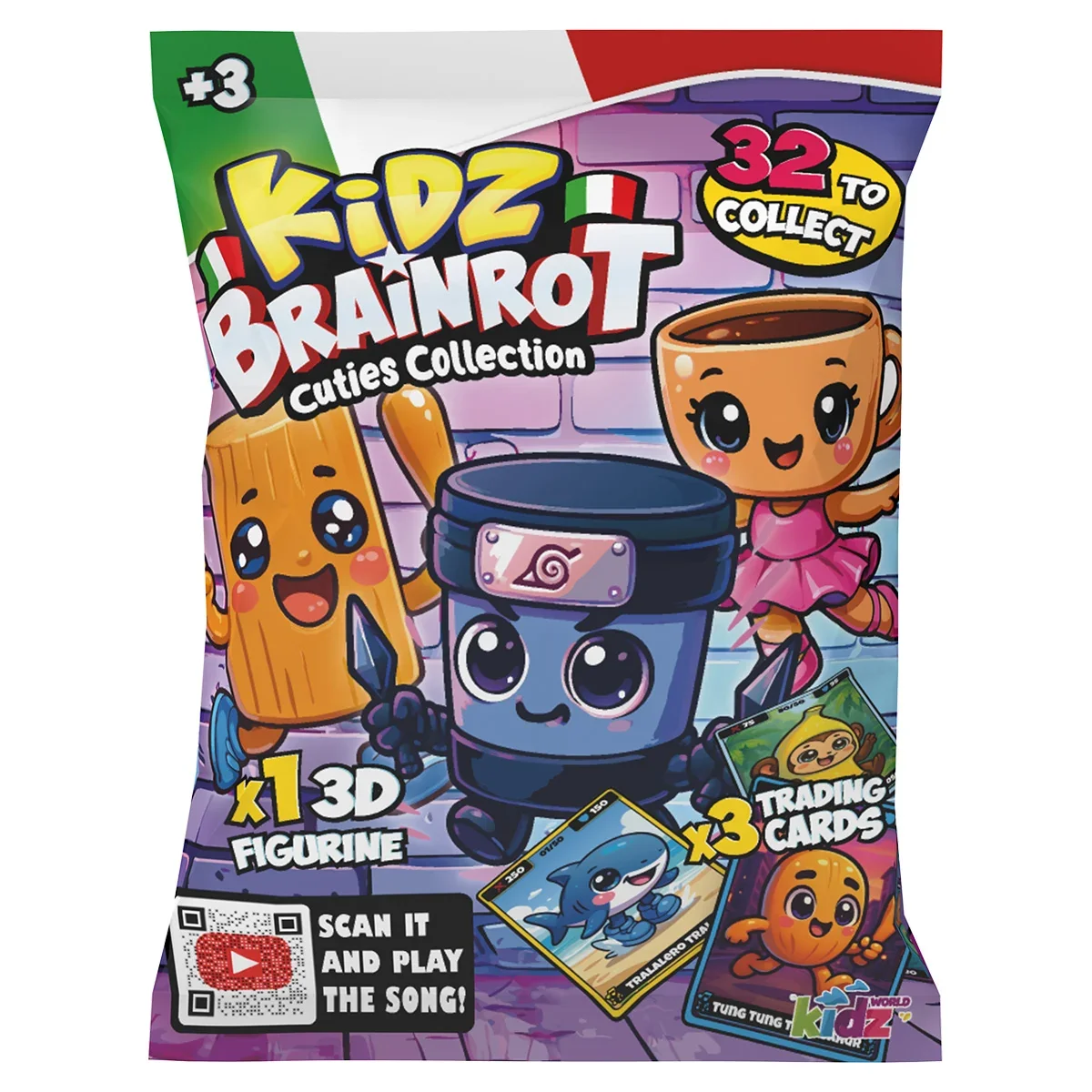Figurina surpriza si 3 carduri de colectie, Kidz Brainrot, Cuties Collection