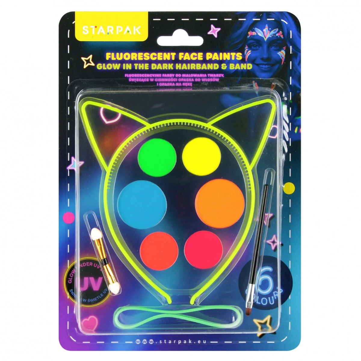Set de pictura pentru fata cu bentita, Starpak, 6 culori