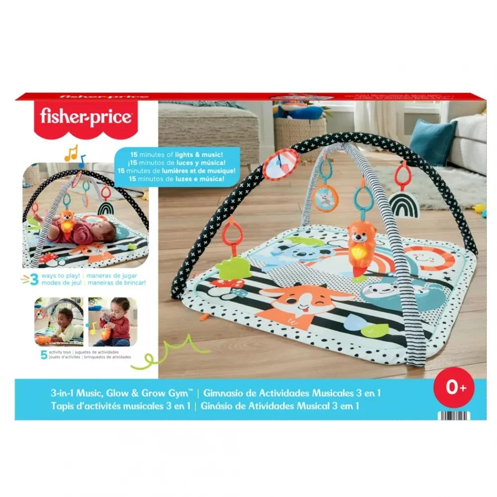 Saltea cu activitati 3 in 1, Fisher Price, Glow & Grow Gym, JMN72