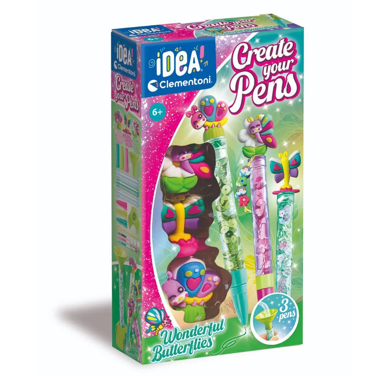 Set de creat 3 pixuri, Clementoni Idea, Wonderful Butterflies