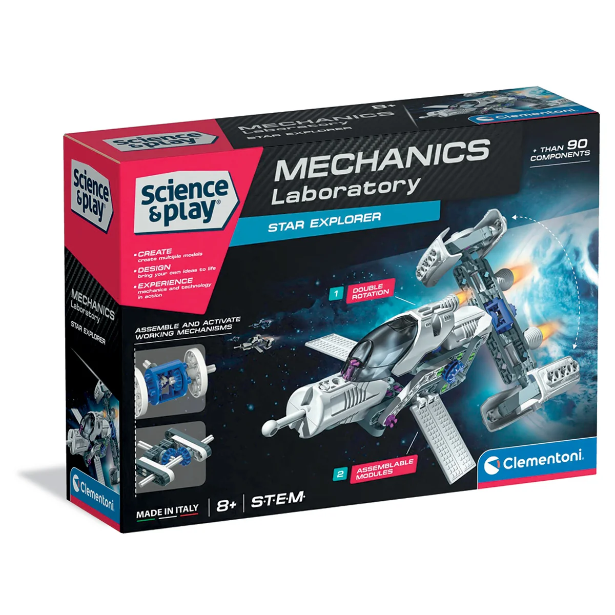 Kit de constructie, Clementoni, Science & Play, Nava Spatiala, 90 piese