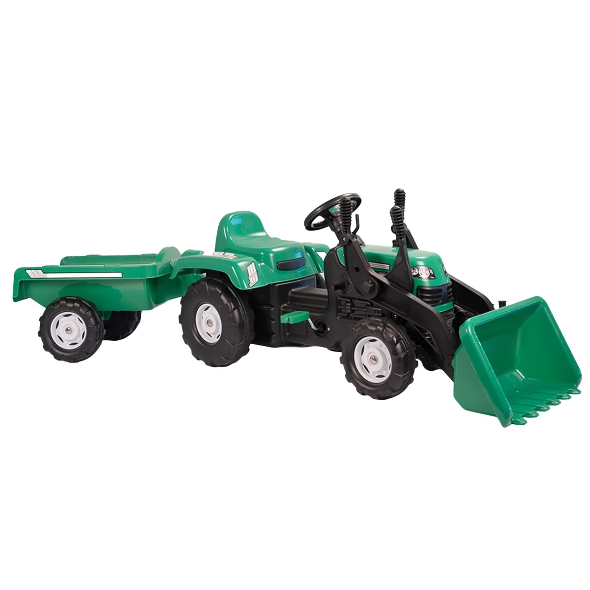 Tractor excavator cu pedale si remorca, Dolu, Ranchero, Verde
