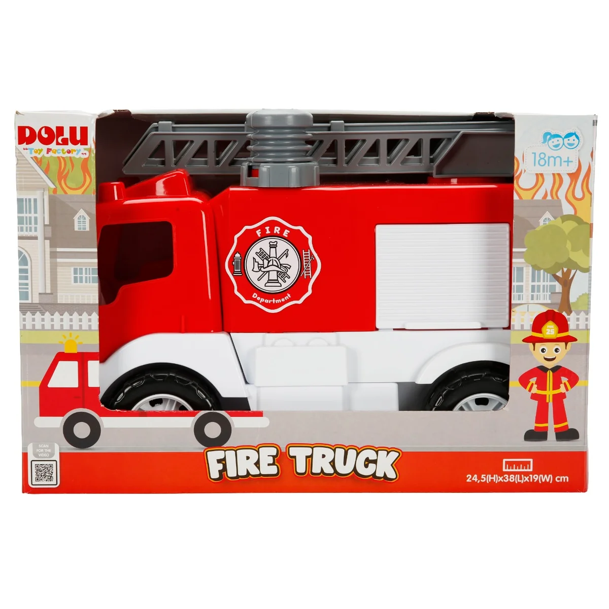 Camion de pompieri, Dolu, Rosu, 38 cm
