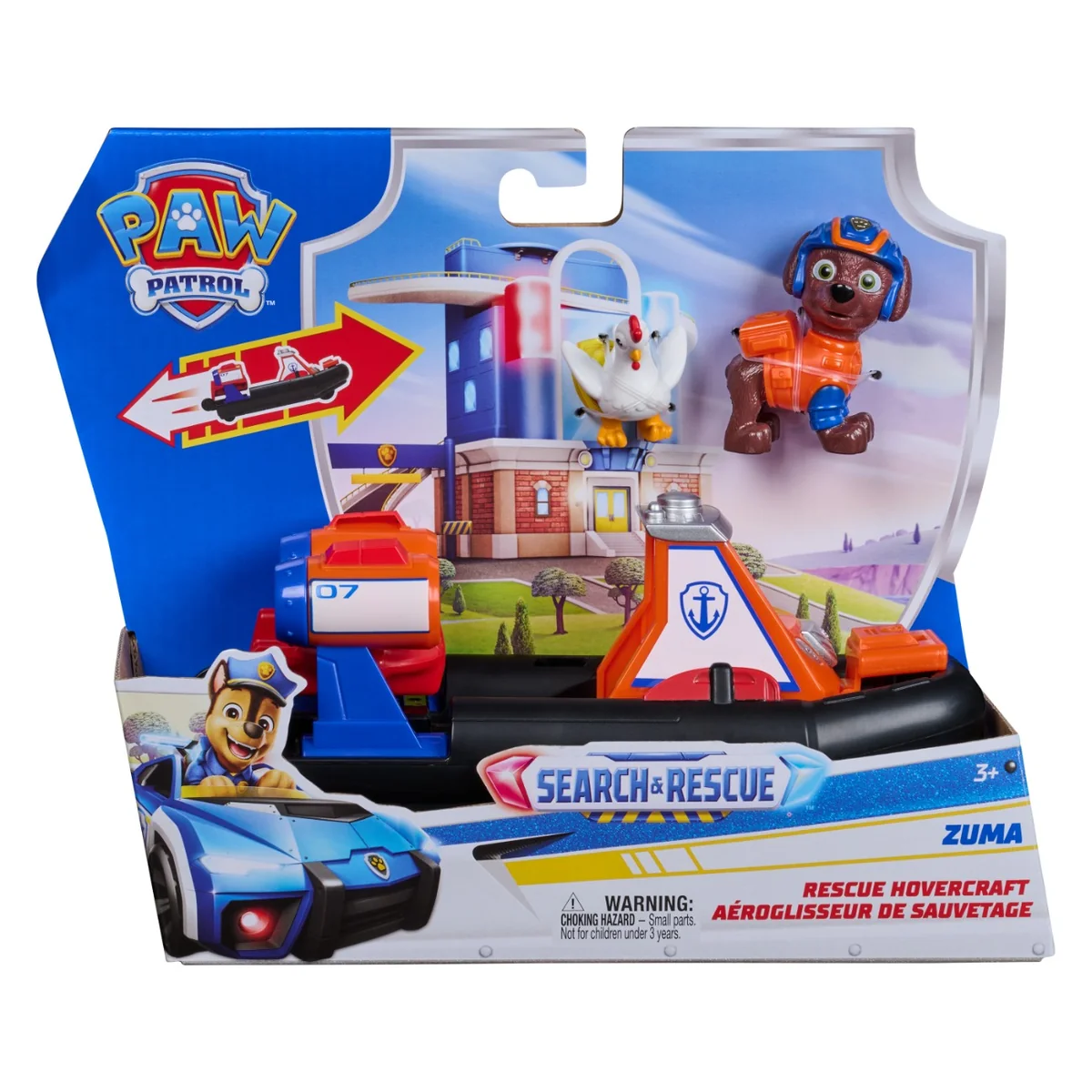 Set de joaca vehicul si figurine, Paw Patrol, Search and Rescue Hovercraft, Zuma, 20155161