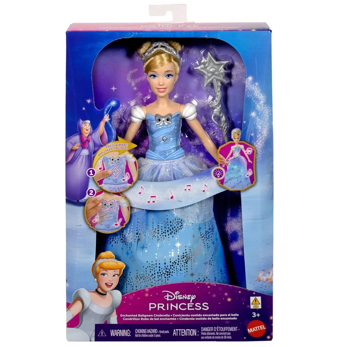 Papusa cu lumini si sunete, Disney Princess, Cenusareasa,  JBF94