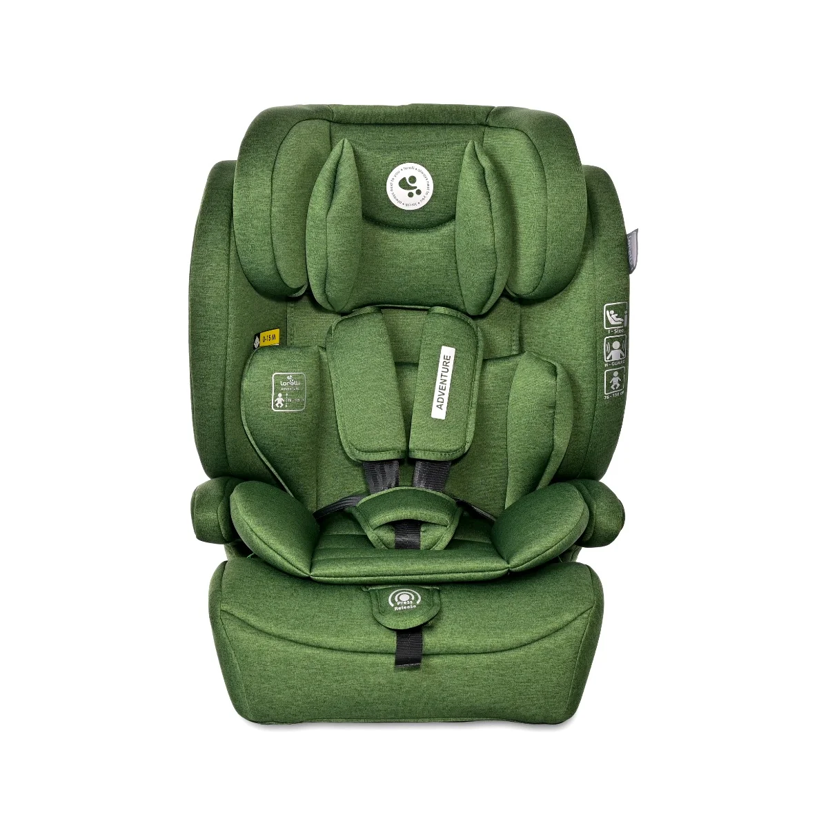 Scaun auto, Lorelli Adventure, i-Size, 15 luni-12 ani, 76-150 cm, Green