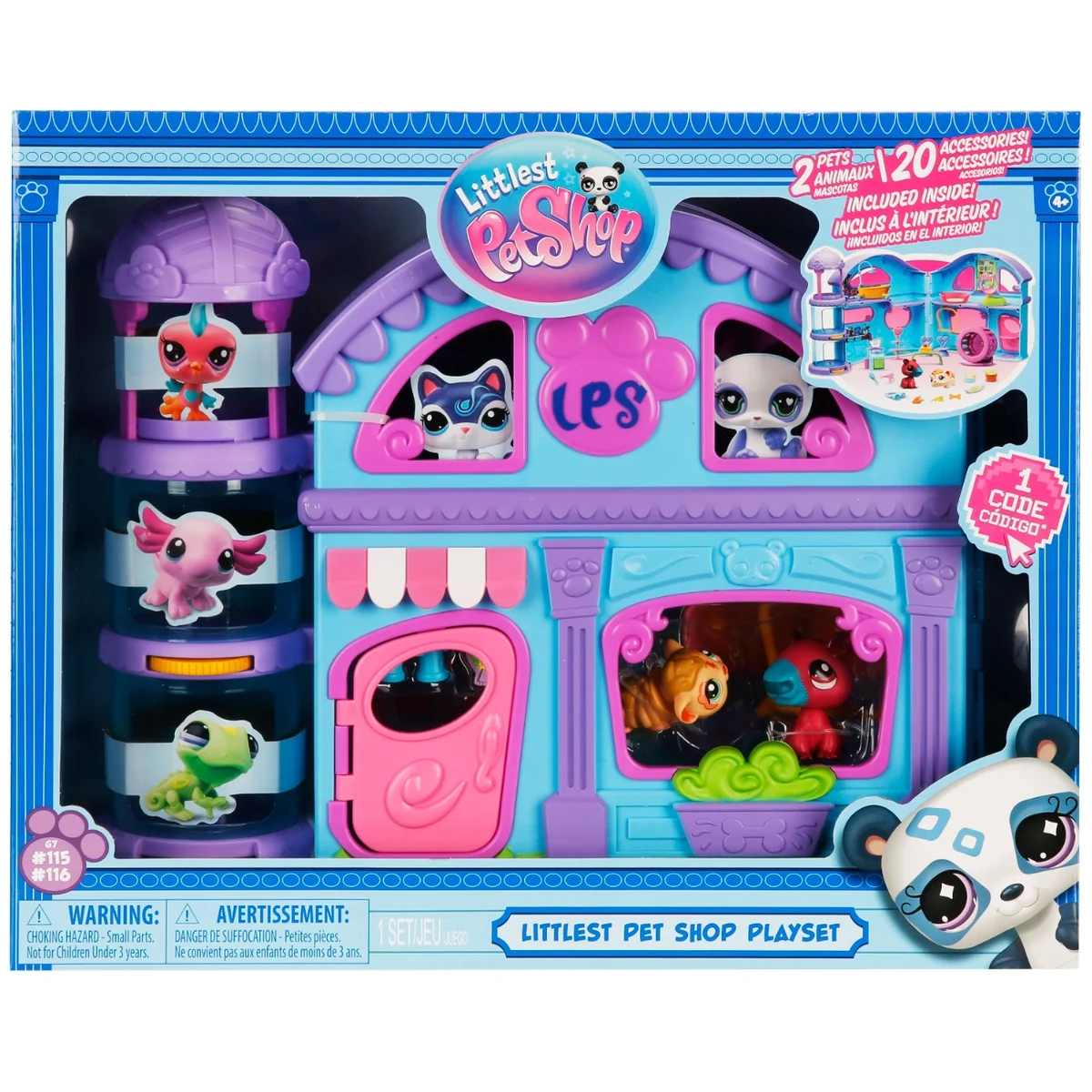 Set de joaca cu 2 figurine, Littlest Pet Shop, 20 accesorii