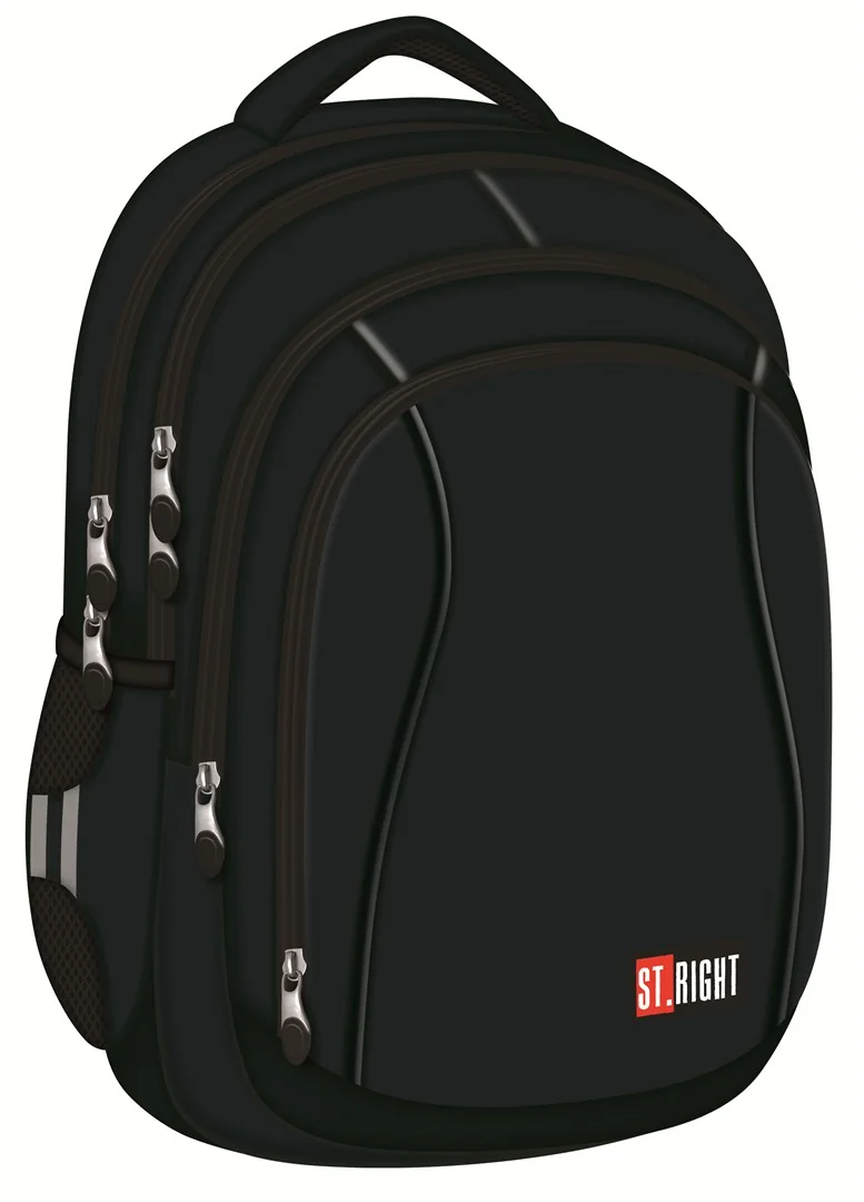Ghiozdan cu 4 compartimente, St Majewski, St.Right Black, 43 x 32 x 20 cm