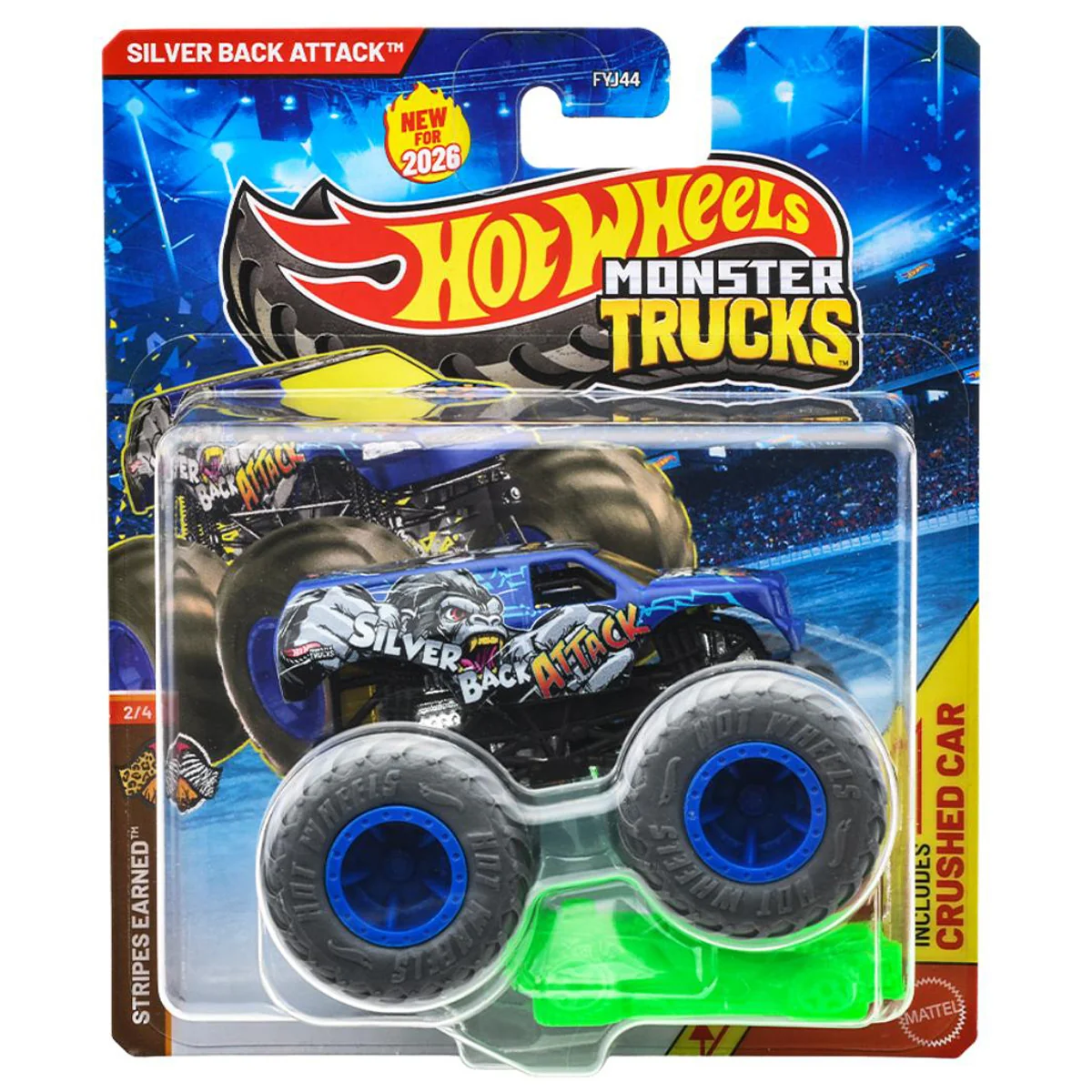 Masinuta Hot Wheels, Monster Truck, Silver Back Attack, JHY67