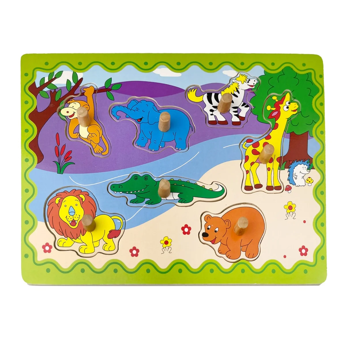 Puzzle din lemn, Animale din safari, 7 piese
