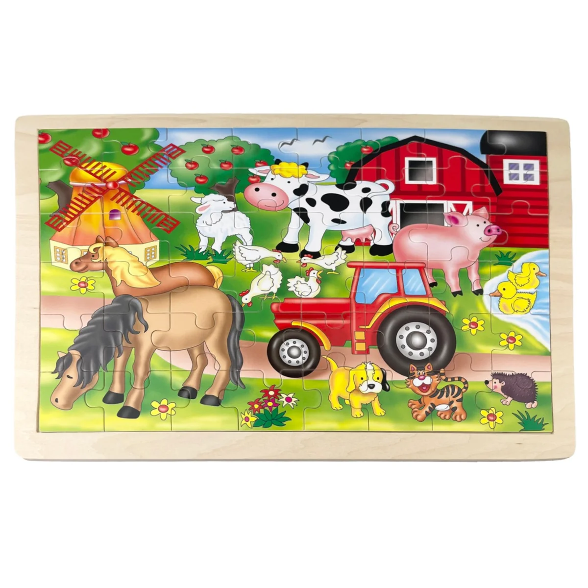 Puzzle din lemn, Animale domestice in ferma, 48 piese