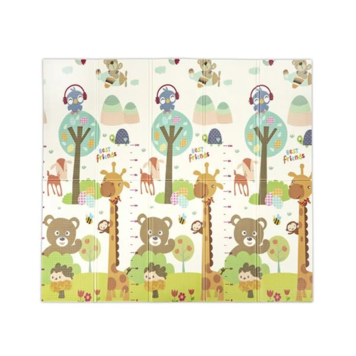 Covoras de joaca termic, Lorelli, din spuma XPE, design cu doua fete, pliabil, impermeabil, 180 x 200 cm, Best Friends and Stars