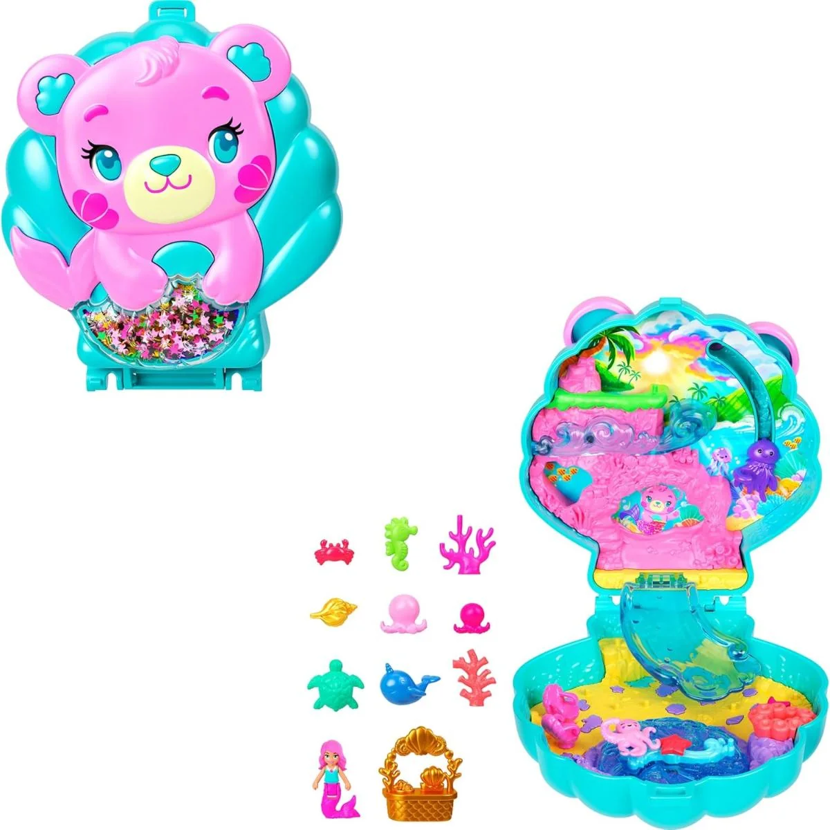 Set de joaca cu papusa si accesorii in gentuta, Polly Pocket, Glitter Island, JCB16