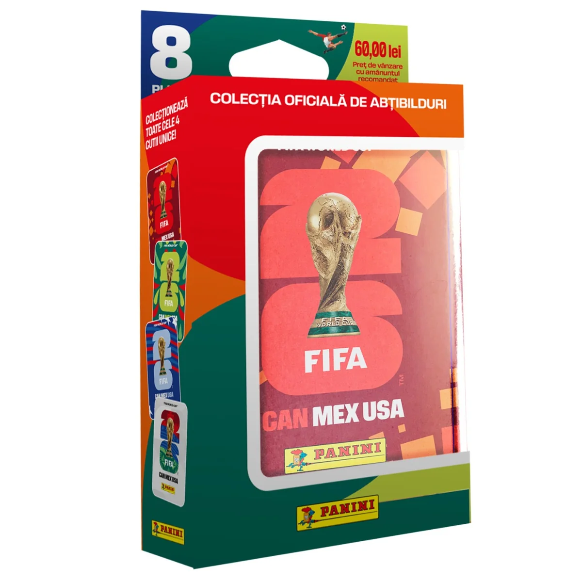 Set cutie metalica Pocket Tin cu 8 pachete de abtibilduri, Panini, FIFA World Cup 2026