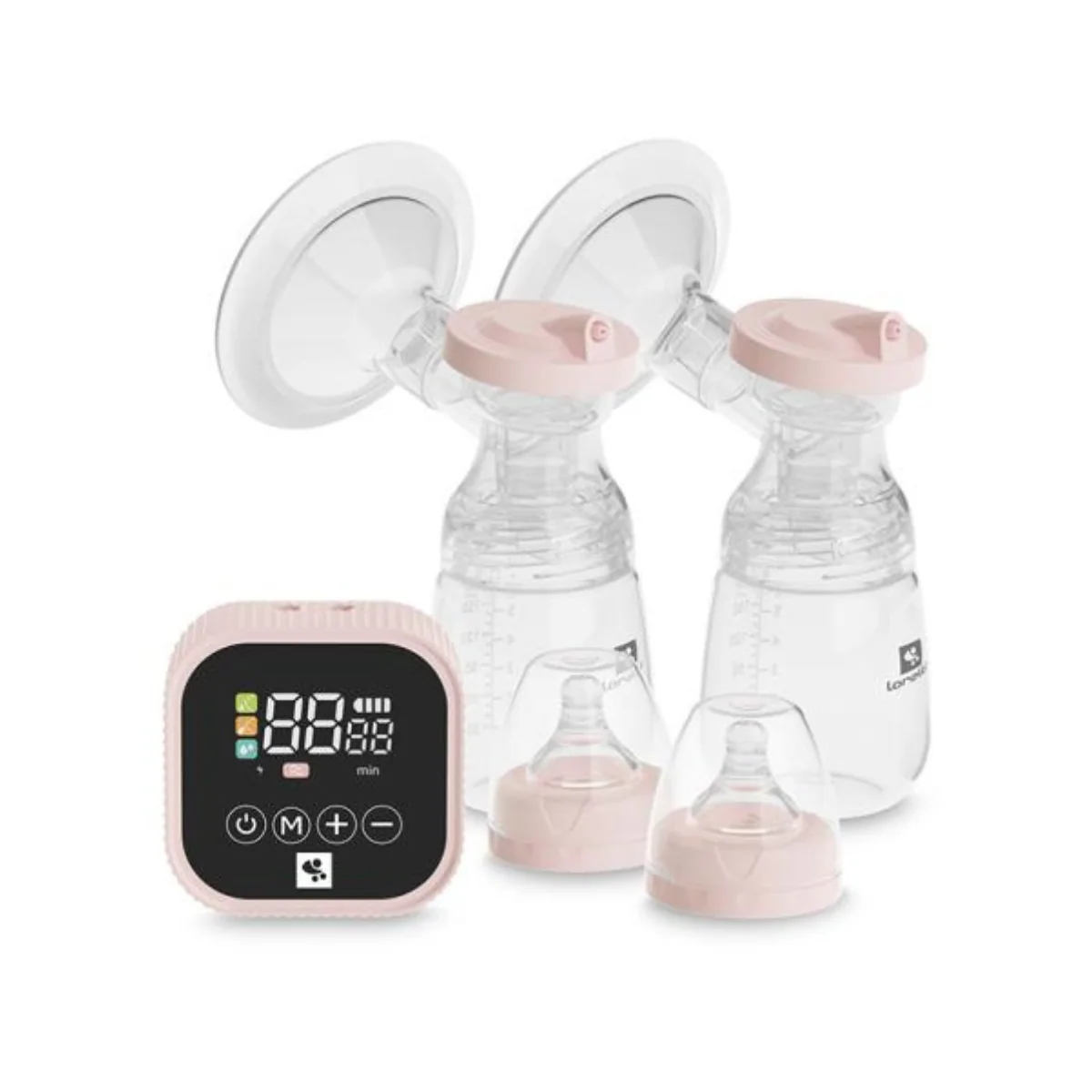 Pompa de san electrica dubla, Lorelli Eva, 4 moduri de operare, 2 sesiuni simultan, functie masaj, 9 niveluri de aspiratie, 180 ml x 2, Pink