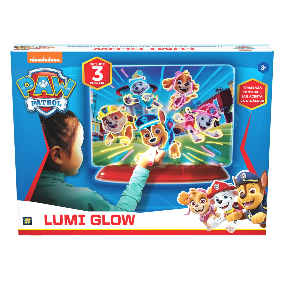 Tabla de desen cu lumini, Paw Patrol, 3D Lumi Glow