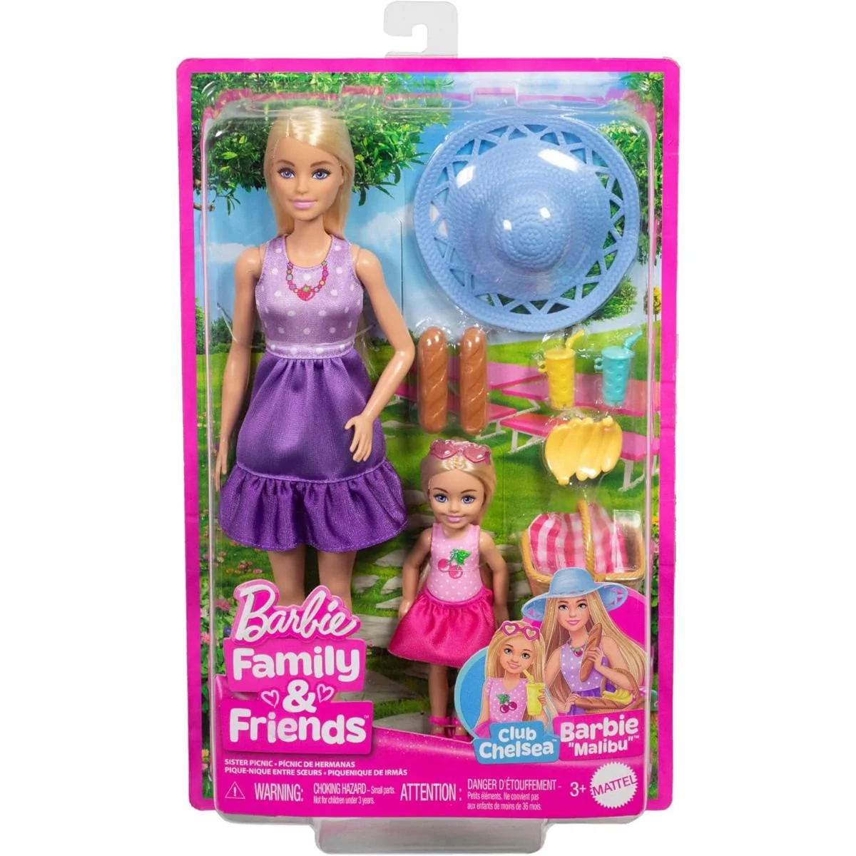 Set de joaca cu papusa, Barbie si Chelsea la picnic, JBF43
