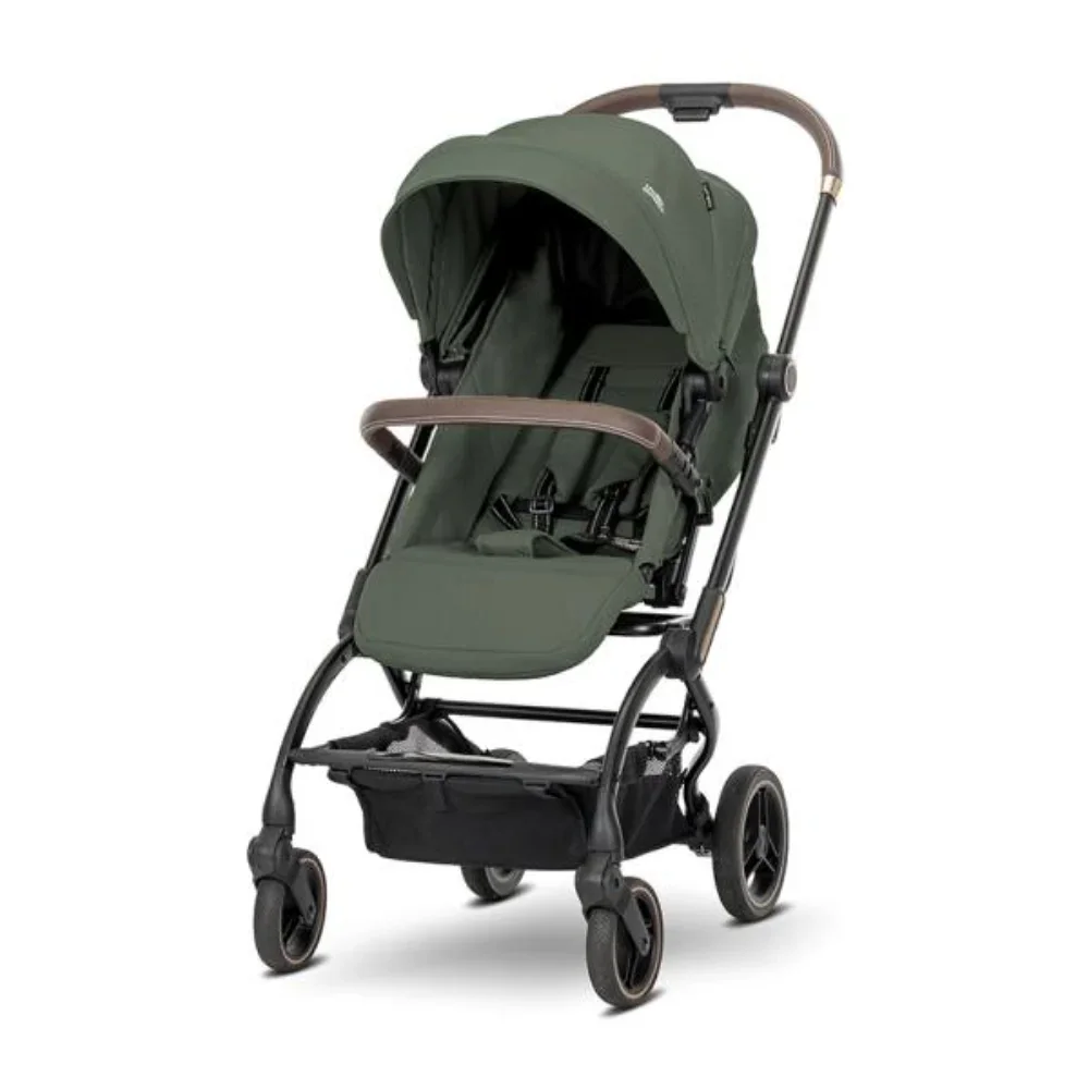 Carucior pentru nou-nascut, Lorelli Makaya, cu scaun rotativ 360 grade, cadru din aluminiu, pana la 22 kg, Green