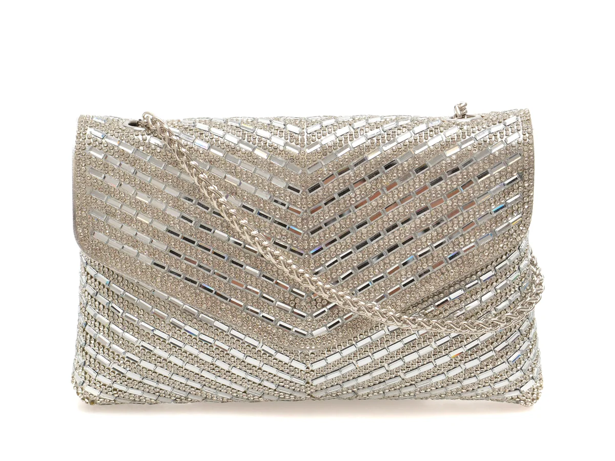 Geanta ALDO argintie, SPARKLEBAG 048, din piele ecologica