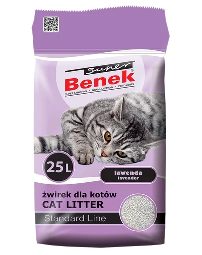 BENEK Super Standard Asternut din bentonita pentru litiera, cu lavanda 25 L
