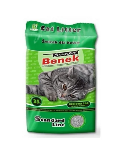 BENEK Super Standard Green Forest nisip pentru litiera, miros de pin 25 L