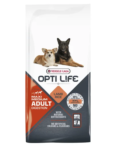 VERSELE-LAGA Opti Life Adult Digestion Medium&amp;Maxi hrana uscata pentru caini de talie medie/mare cu sensibilitati 12,5 kg